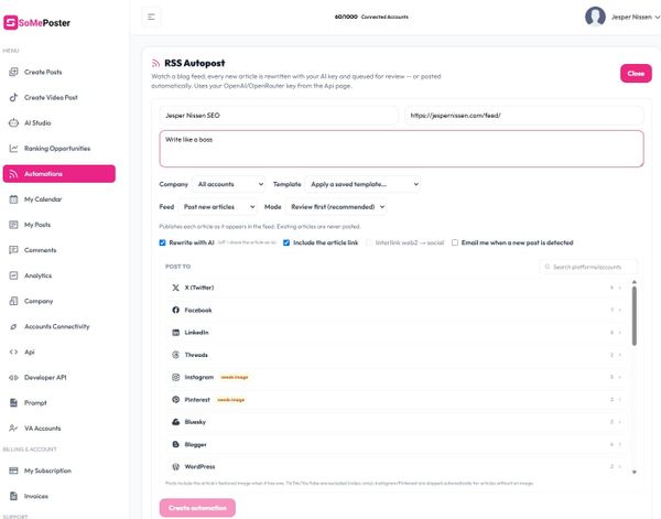 SomePoster now support automated posting via RSS feeds
