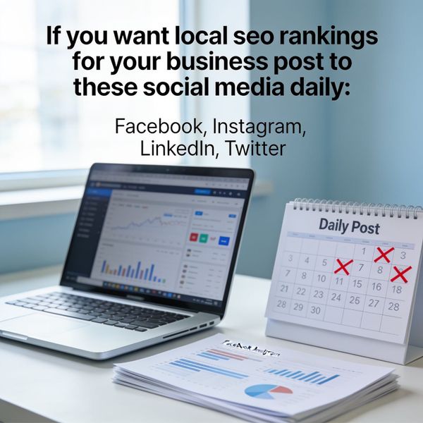 If you want local seo rankings for your business post to these social media daily: