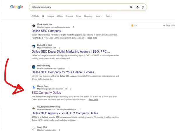 Google Docs indexing and ranking in Google? Check image...