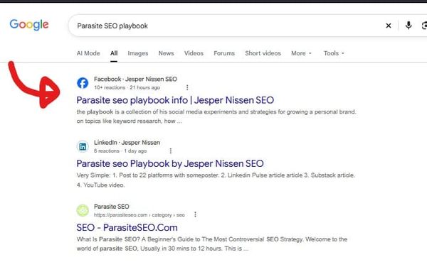 Facebook videos for parasite SEO