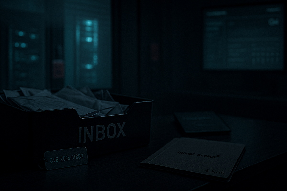 By Dec 31, 2025, will a reputable primary source (Oracle, CISA, Mandiant/MSTIC, affected org’s SEC 8-K/IR blog) confirm at least one breach where CVE-2025-61882 was the initial access vector?