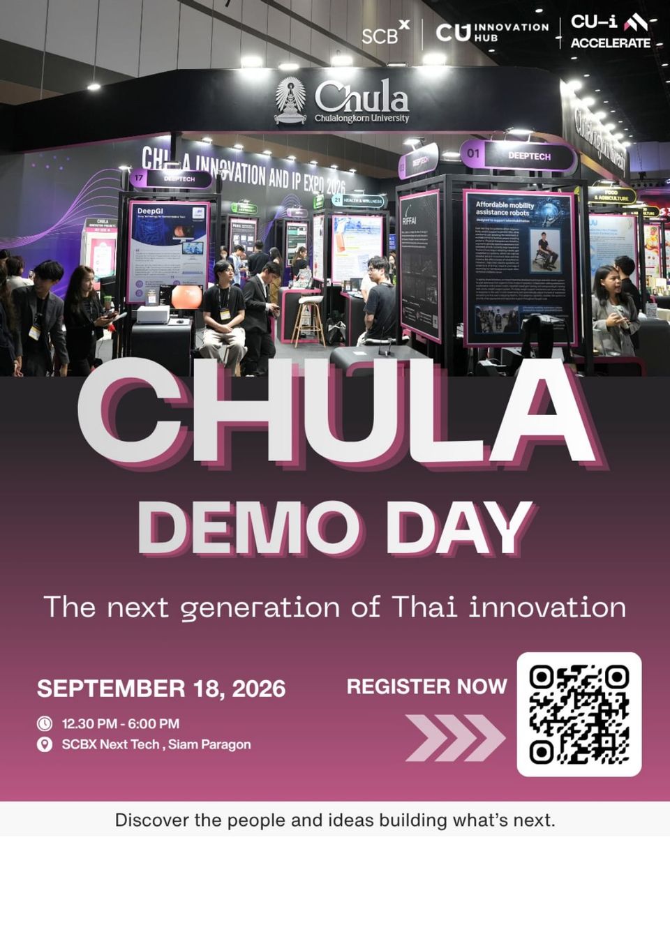 ขอเชิญคณาจารย์และบุคลากรเข้าร่วมงาน Chula Demo Day 2026 วันที่ 18 กันยายน 2569