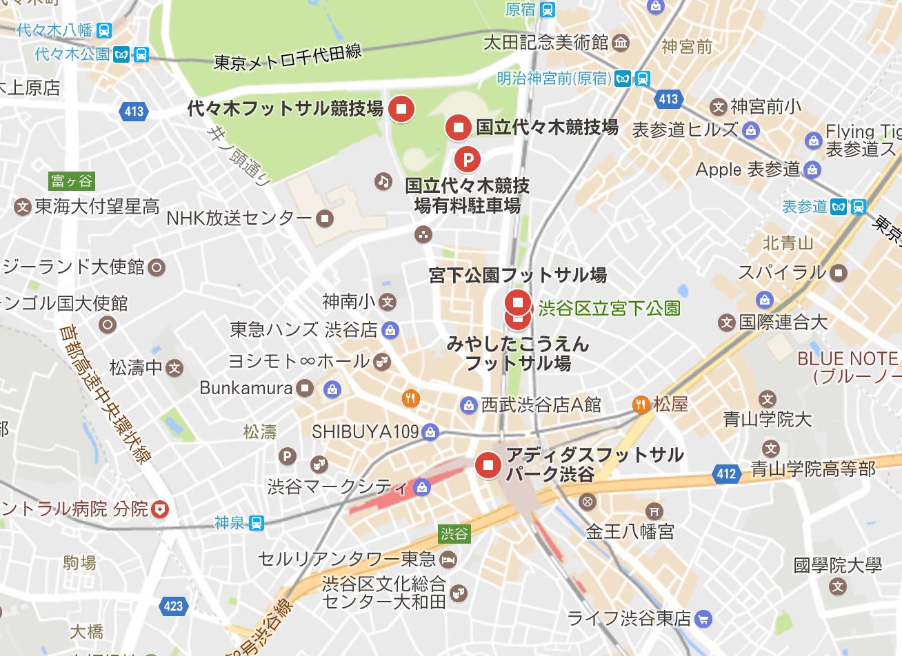 渋谷駅・原宿駅フットサル場