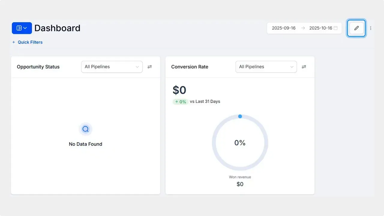 Click the pencil icon to edit the dashboard