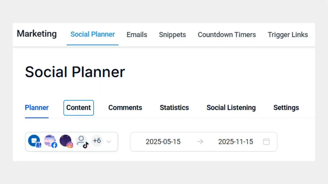 Navigate to the comments area inside Social Planner