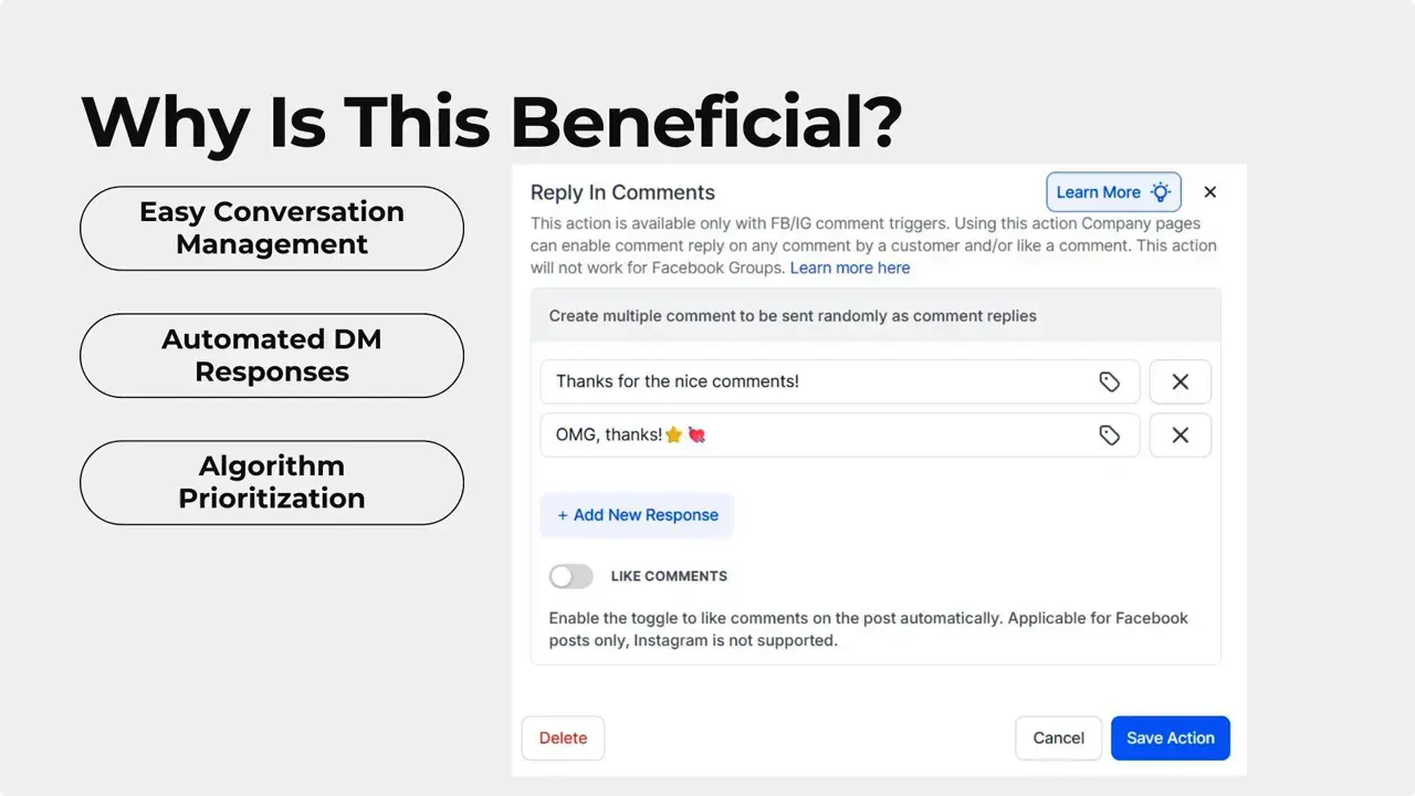 Automated responses making audience feel taken care of