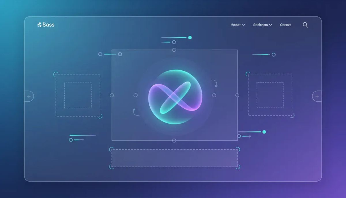 Abstract illustration of an embedded Voice AI orb widget with visual layout and control elements, showing flexible placement and improved presentation with no text.