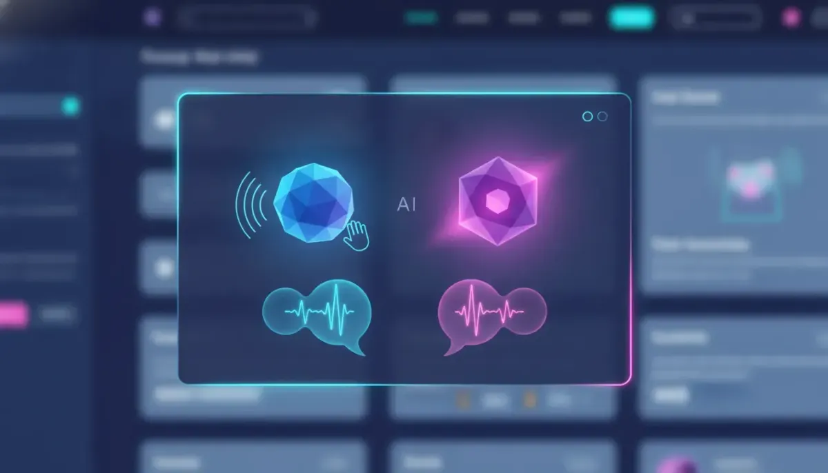 Illustration of a website voice AI conversation where the user initiates first, shown by turn-taking audio wave effects between user and AI avatars.