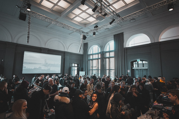 people at event networking
