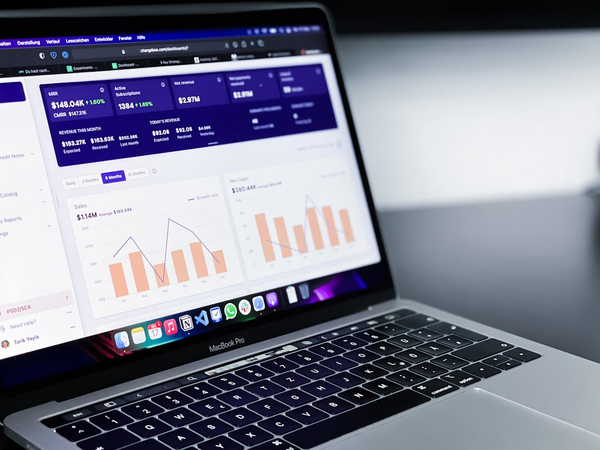 marketing analytics dashboard on laptop