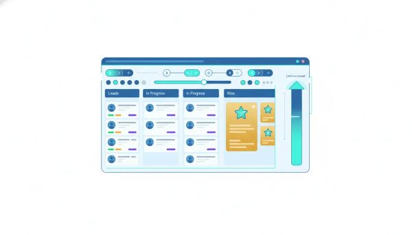 Illustration of a CRM dashboard showing pipeline sorting with custom field filter chips and an increased slider control, representing improved opportunity management in HighLevel.