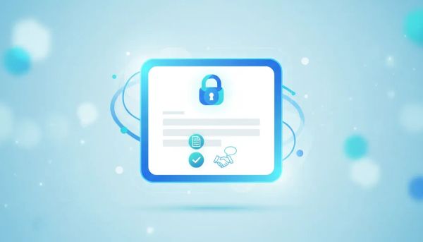Illustration of an online payment form with a terms and conditions checkbox and secure lock icon, suggesting customers review and agree to policies before paying.