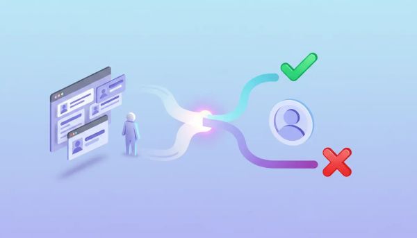 Illustration of a streamlined magic-link external approval flow for social media posts, showing client approval and denial in a clean workflow.