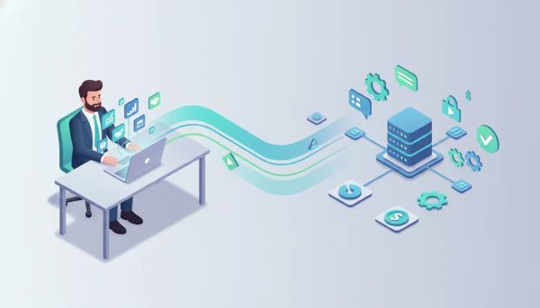 Illustration of a HighLevel agency owner focusing on growth while tasks like onboarding, support, and fulfillment are handled by an automated partner system.
