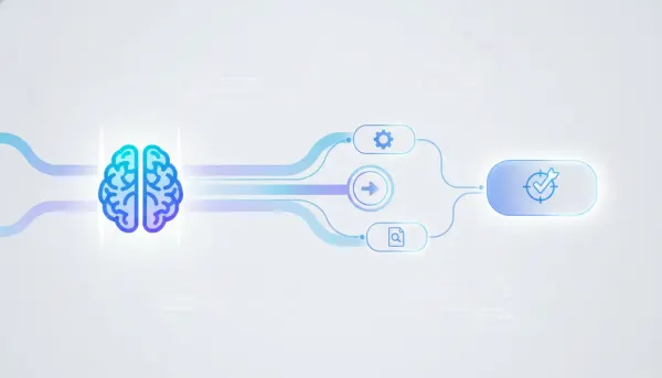 Illustration of an AI agent updating custom workflow values with streamlined dynamic logic in a CRM automation interface
