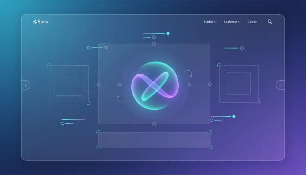 Abstract illustration of an embedded Voice AI orb widget with visual layout and control elements, showing flexible placement and improved presentation with no text.