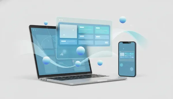 Illustration of an improved shared screen experience for online meetings, showing a clear shared screen preview with audio and smooth participant collaboration in a modern platform UI.