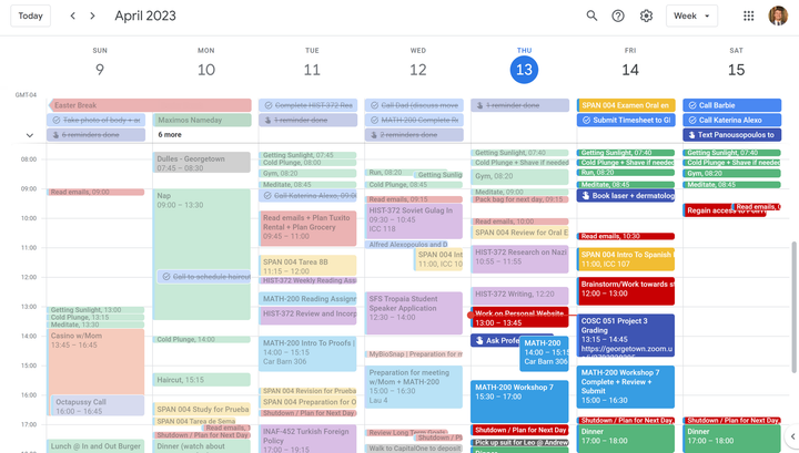 How I use my calendar