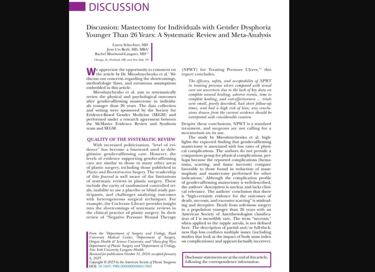 a screenshot of the header page of the reply by practioner's of transition surgery. not meant to be read.
