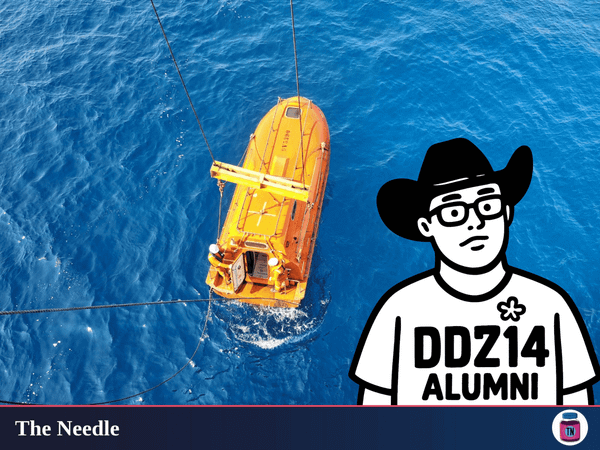 a lifeboat in open water with a cartoon rendering of isaiah to its right