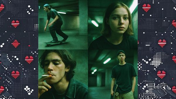 Intertwined hands showing faded scars under soft neon light symbolizing survival acceptance and transformation