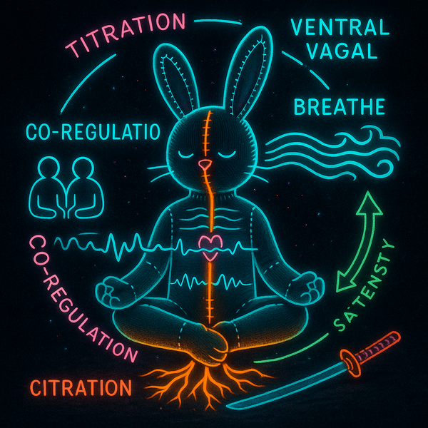 Autonomic nervous system architecture showing regulation pathways and breath-heart-vagus connections in cyberpunk style