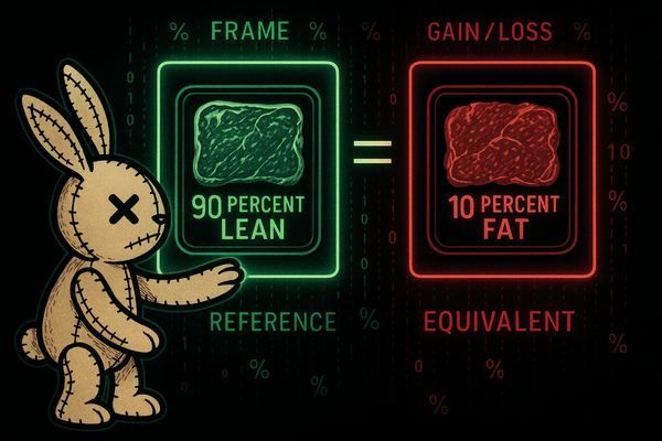Identical data shown through two different neon frames with contrasting colors showing how presentation changes perception on black