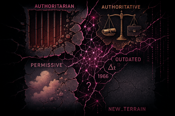 Four quadrant parenting grid fracturing and dissolving with new patterns emerging through the cracks