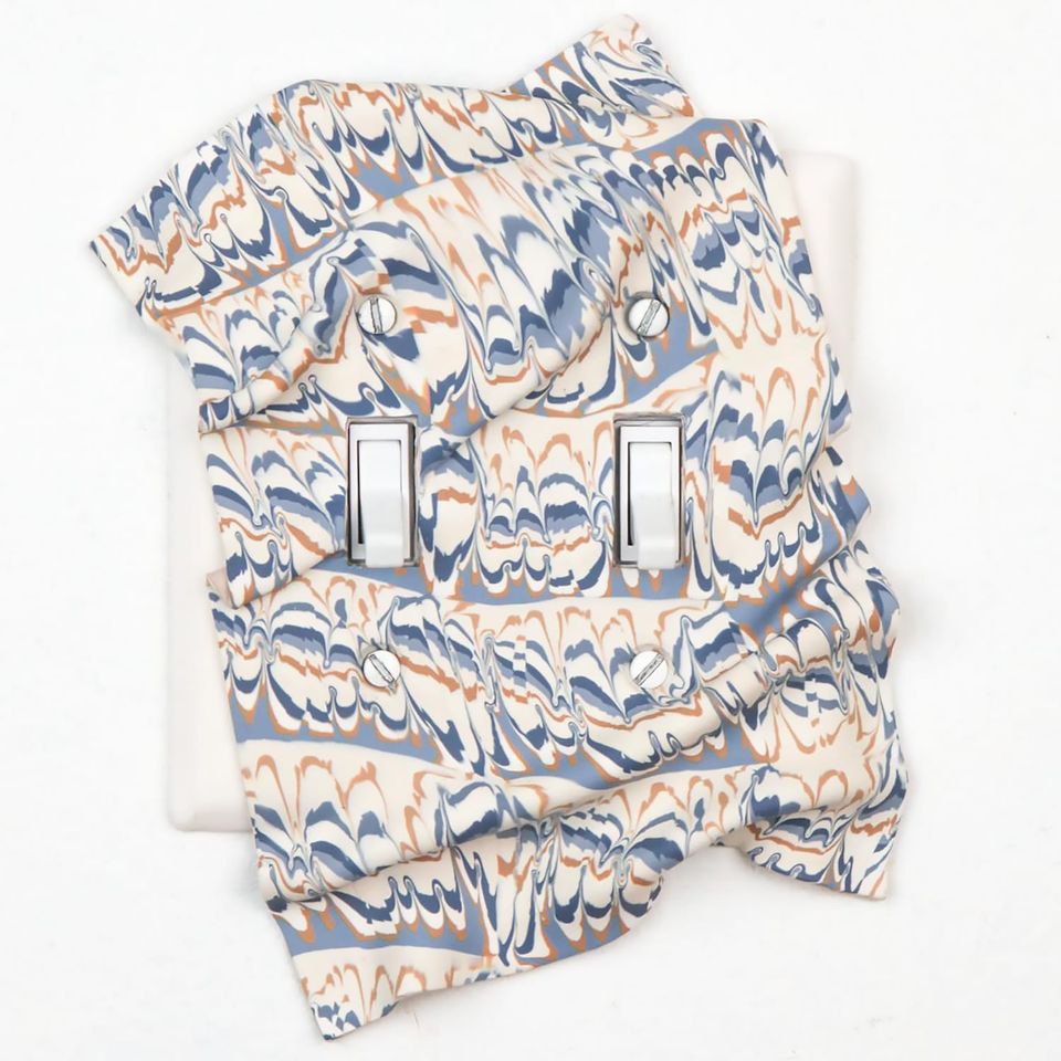 Flame Stitched blue and beige