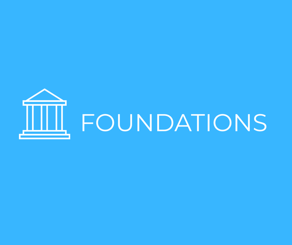Image of a building with pillars next to the word "Foundations."