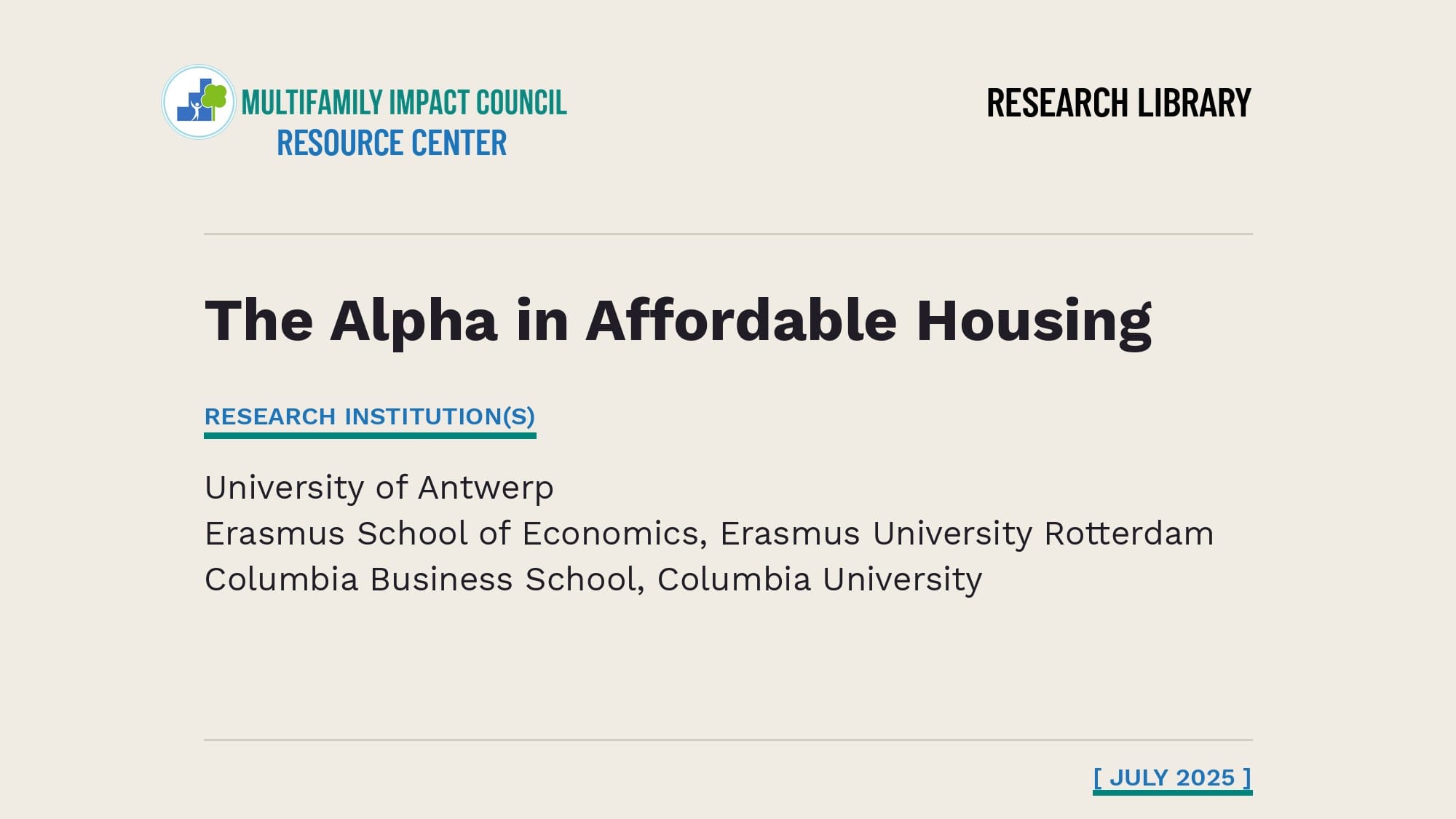 The Alpha in Affordable Housing