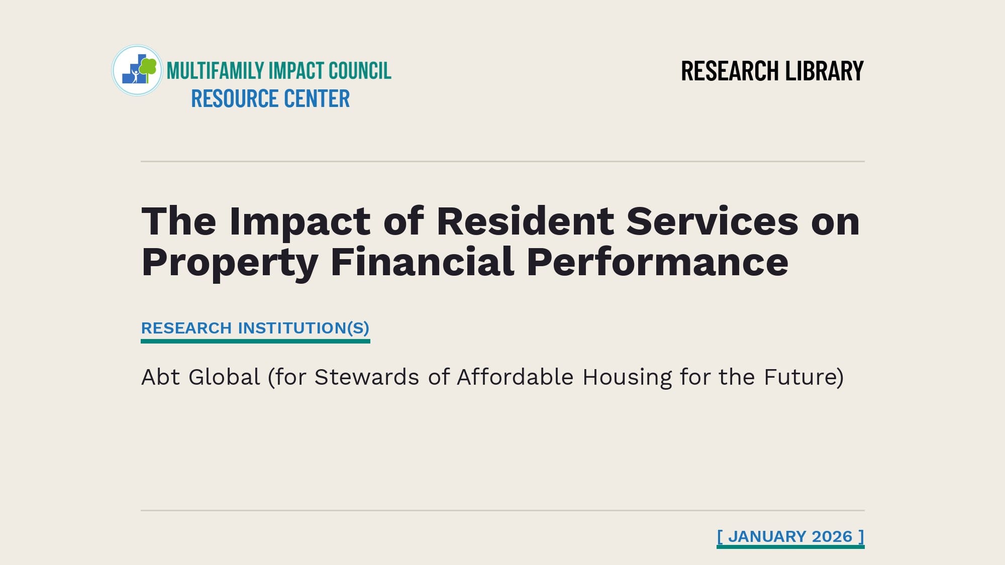 The Impact of Resident Services on Property Financial Performance