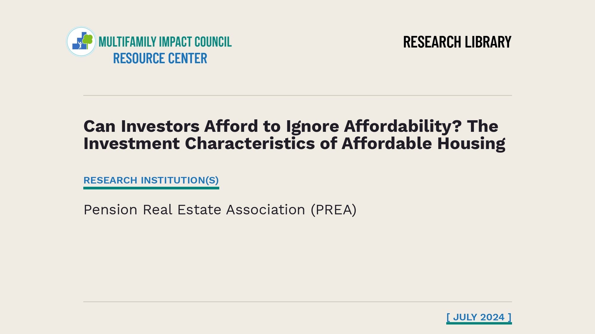 How Affordable Multifamily Outperforms Market Rate Assets in Institutional Benchmarks