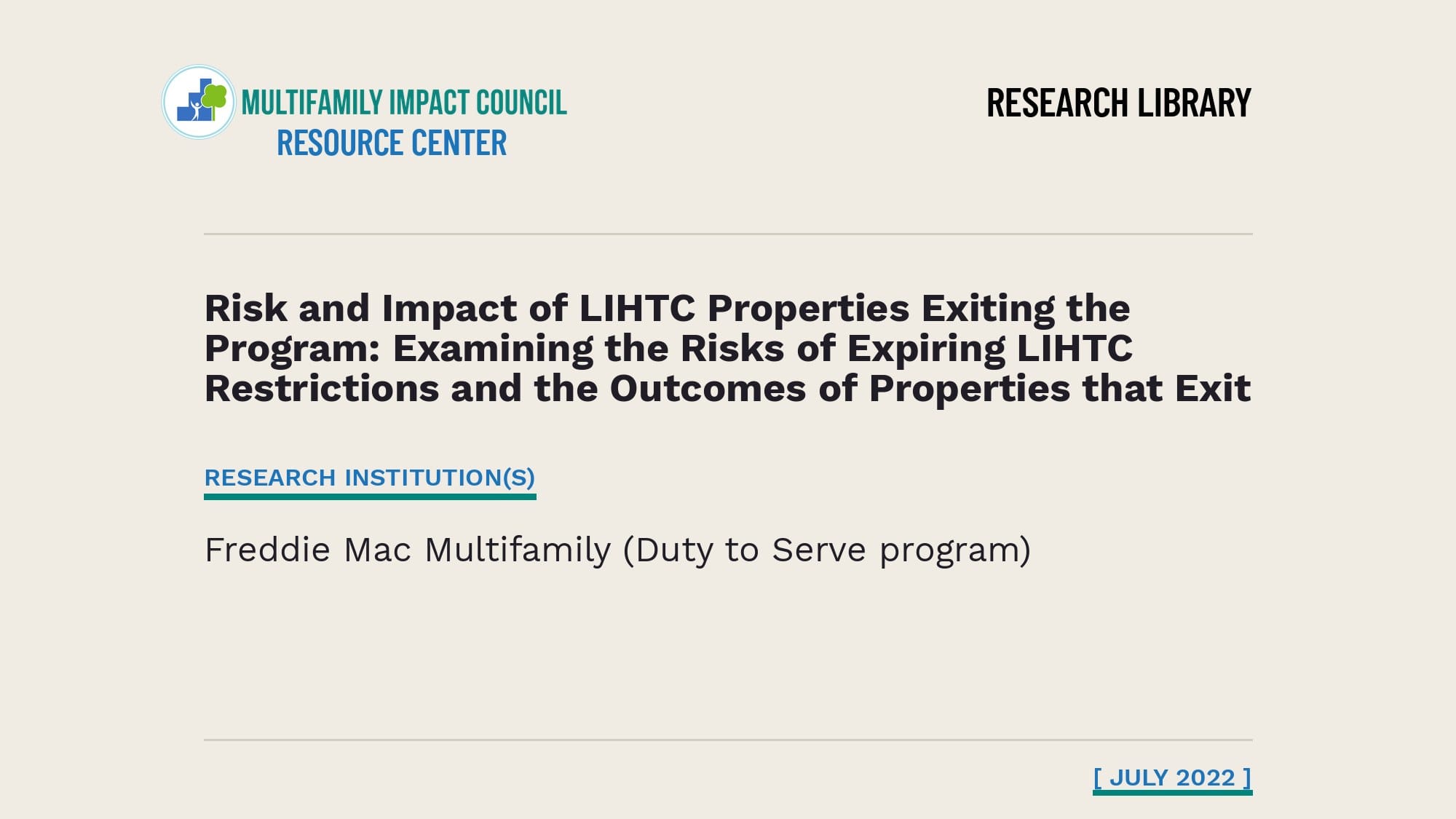 Post Compliance Period Affordability of LIHTC Properties