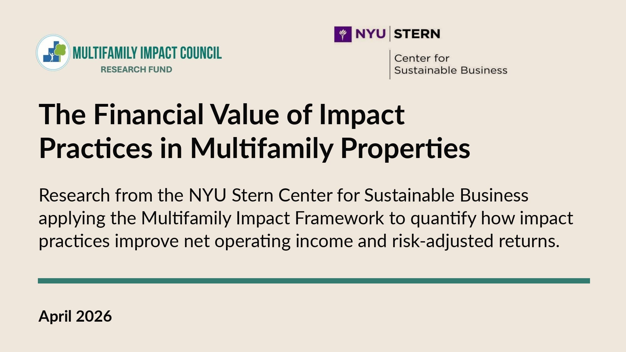 The Financial Value of Impact Practices in Multifamily Properties
