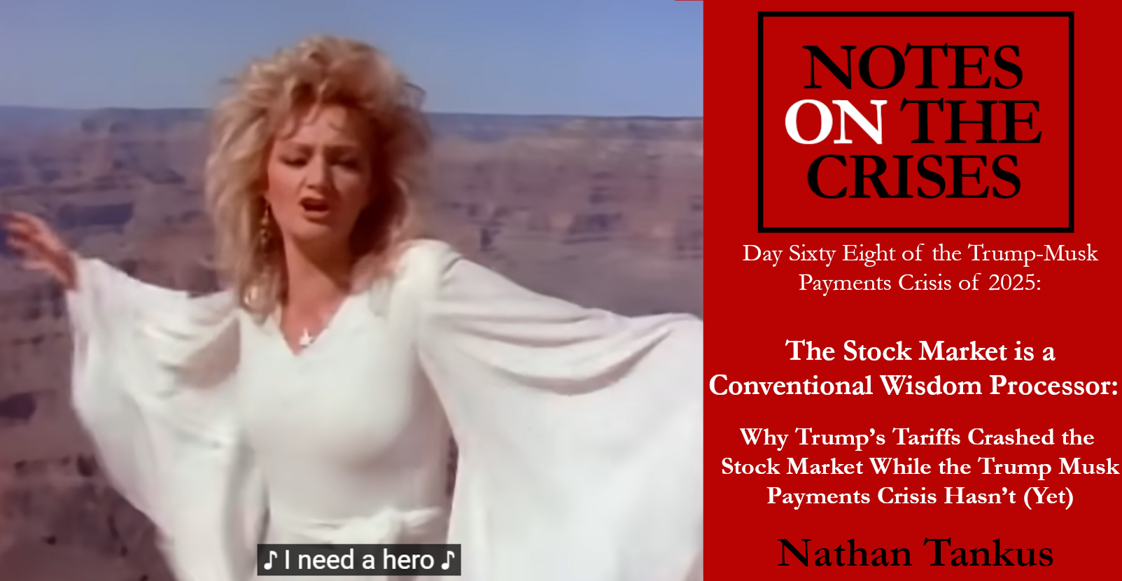 The Stock Market is a Conventional Wisdom Processor: Why Trump’s Tariffs Crashed the Stock Market While the Trump Musk Payments Crisis Hasn’t (Yet)