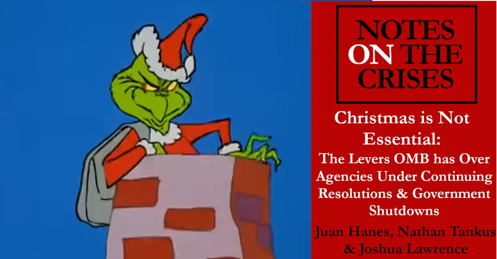 Christmas is Not Essential: the Levers OMB has Over Agencies under Continuing Resolutions and Government Shutdowns