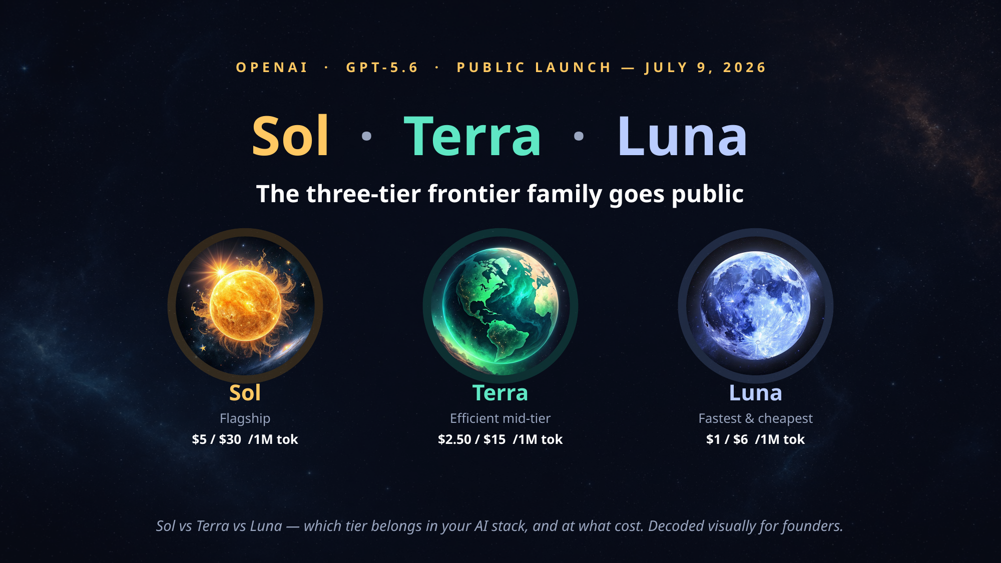 Title slide of the deck AskDeck produced for “GPT-5.6 Sol vs Terra vs Luna” — the presentation embedded in the post.