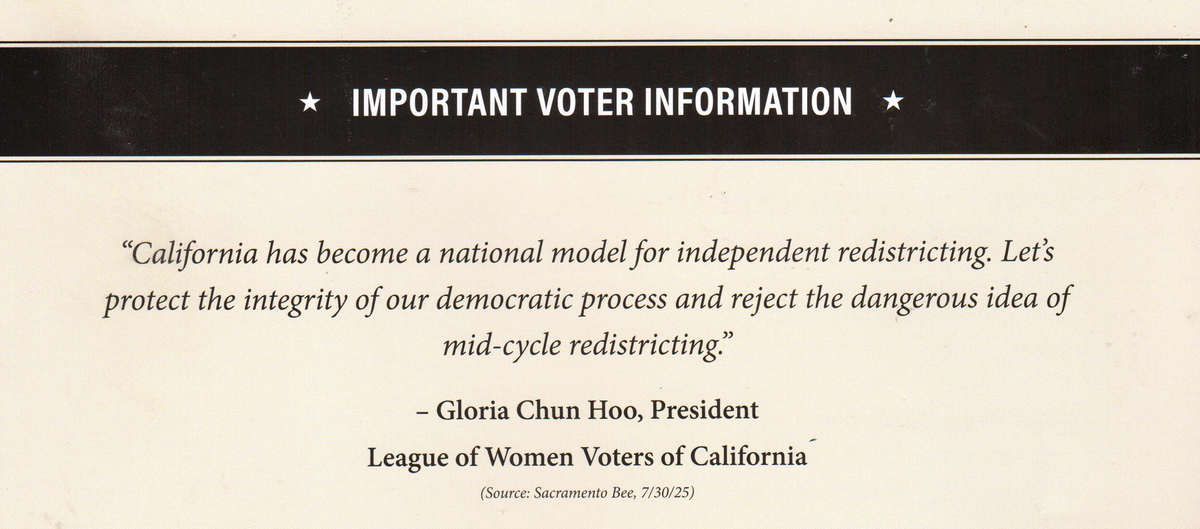 League of Women Voters of California says it did not issue support for anti-redistricting cited in mailer