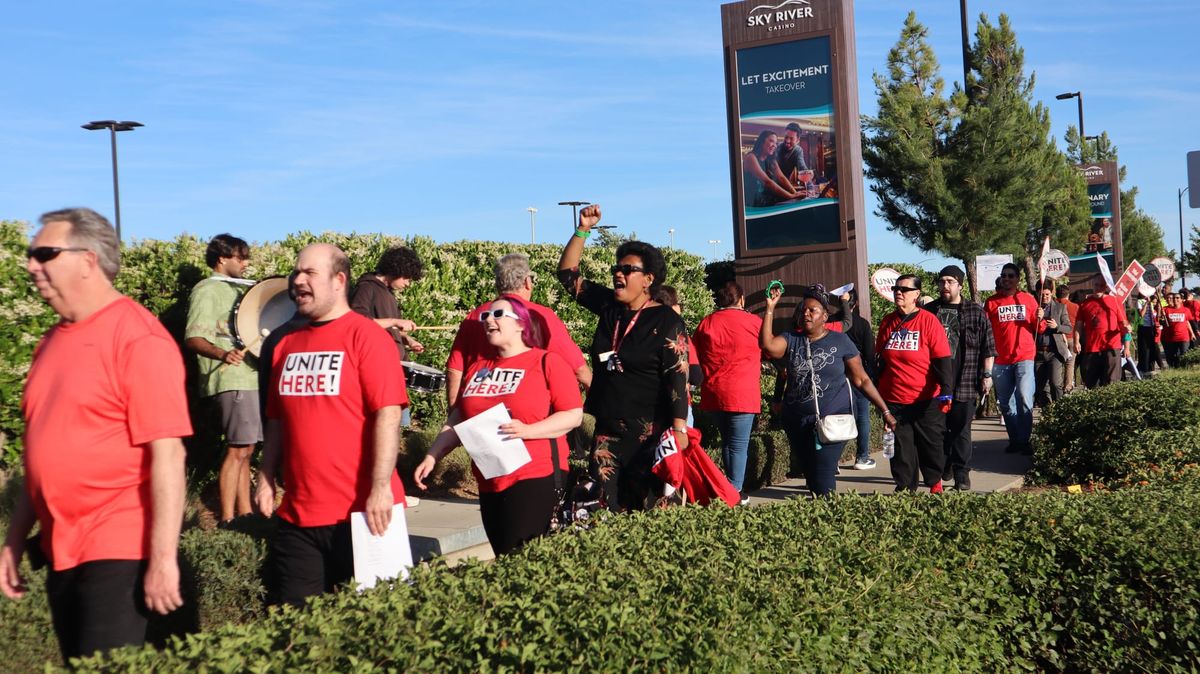 Unite Here Local 49, Union members picket Sky River Casino demanding negotiations