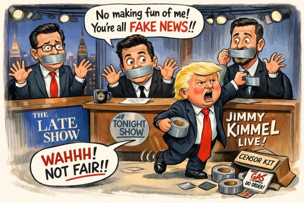 Trump Calls for Silencing Late-Night Critics, Proving Power Isn’t Yelling 'Ban Them'