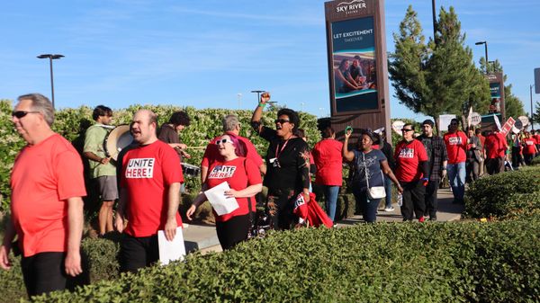 Unite Here Local 49, Union members picket Sky River Casino demanding negotiations