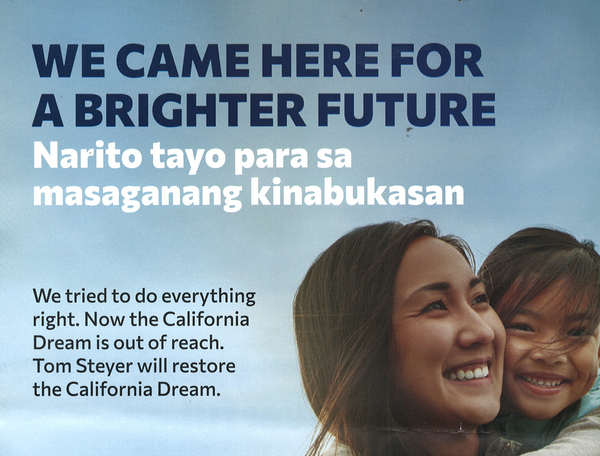 Elk Grove Filipino-American Voters Receive Steyer's Campaign Bilingual Mailer