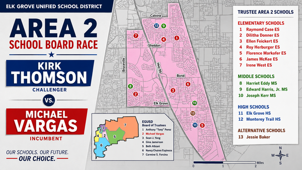 Thomson Narrows Endorsement Gap in EGUSD Race as Regional School Leaders, Public Safety Groups Back Challenger