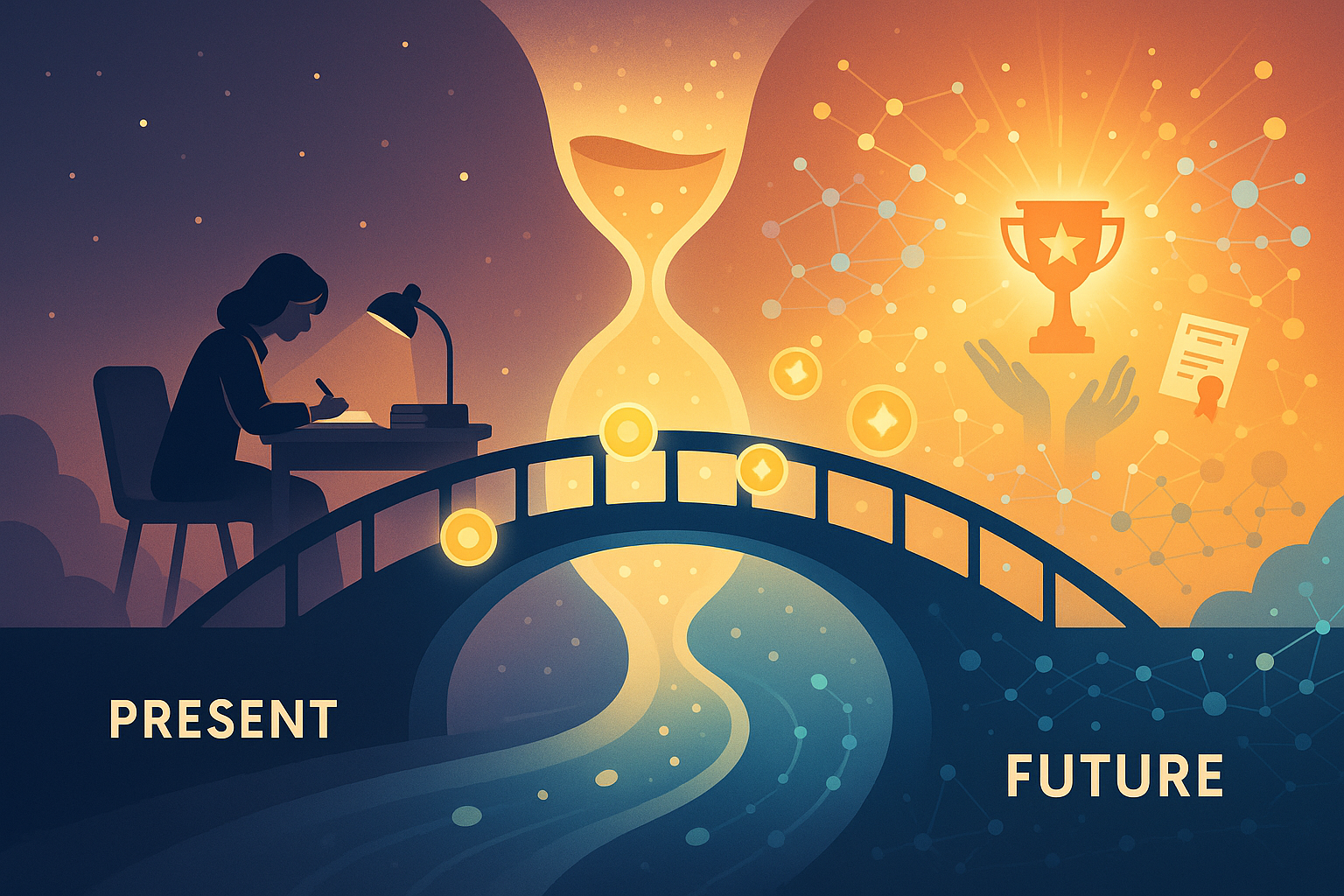 Temporal Bridge Institutions: Connecting Present Contribution to Future Recognition