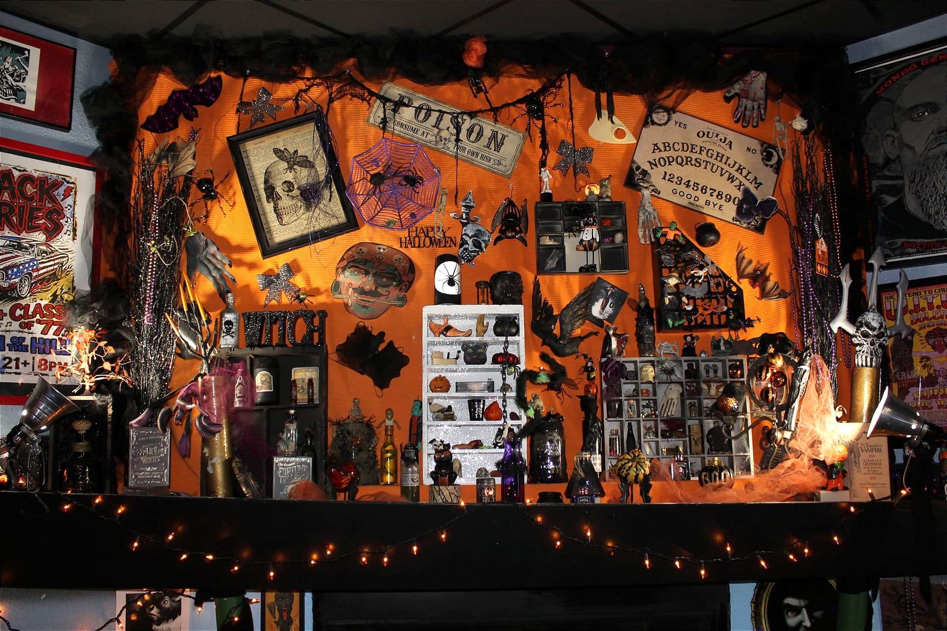 Halloween decorations in a bar