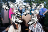 Group photo of 11 people on a deck where every head is replaced by a silly cartoon coyote head
