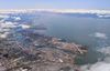 the port of Oakland and the Bay seen in an aerial image