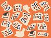 Illustration on orange field of ballots on pieces of p