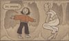 Illustration of boy with shoulder-length hair saying, "It's amazing!" to a humanoid goblin clad in white.